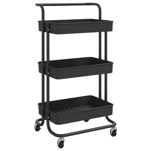 The Living Store Trolley Keuken/Badkamer/Kantoor - 42x35x85 cm - Zwart - Sterk ABS-kunststof