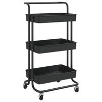 The Living Store Trolley Keuken/Badkamer/Kantoor - 42x35x85 cm - Zwart - Sterk ABS-kunststof