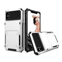 Schokbestendige TPU + PC beschermhoes voor iPhone X/XS met kaartsleuf (wit)