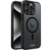 Accezz Rugged Frosted Backcover met MagSafe iPhone 15 Pro Max Telefoonhoesje Zwart - thumbnail