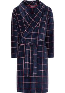 Blauwe herenbadjas ruitmotief - Pastunette - fleece-M -50
