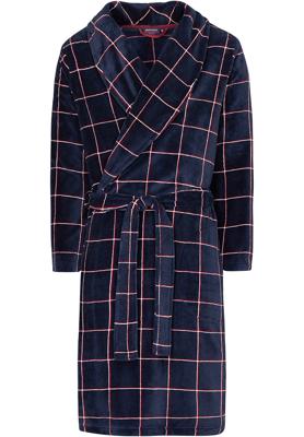 Blauwe herenbadjas ruitmotief - Pastunette - fleece-XL-54