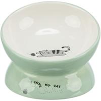 TRIXIE VOERBAK / DRINKBAK KAT VERHOOGD KERAMIEK SALIE / WIT 150 ML 13 CM