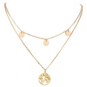 Dames ketting Multi Layer World Map Rose