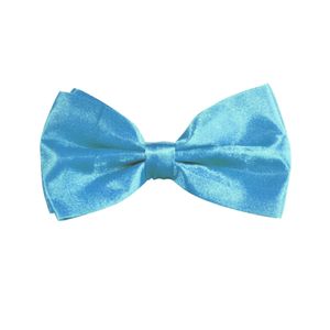 Carnaval verkleed vlinderstrikje zijdeglans - turquoise blauw - polyester - heren/dames