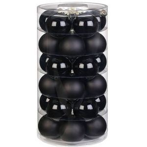 60x Zwarte glazen kerstballen 6 cm glans en mat - Kerstbal