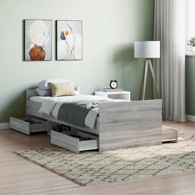 Bedframe met hoofd- en voeteneinde grijs sonoma 75x190 cm