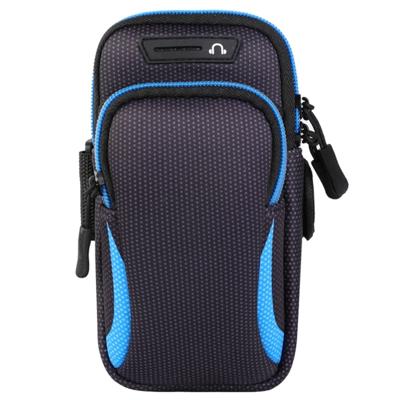 Multifunctionele universele dubbellaagse rits sport arm Case telefoon tas met oortelefoon gat voor 6 6 inch of onder smartphones (blauw)