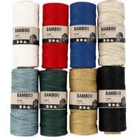 Creativ Company Bamboekoord, dikte 1 mm, diverse kleuren, 8x65 m/ 1 set