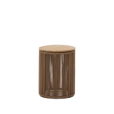 Kave Home Outdoor Bijzettafel 'Dandara' Acaciahout en touw, 40cm, kleur Beige