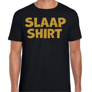Verkleed T-shirt voor heren - slaap shirt - pyjama party - zwart - glitter goud - themafeest