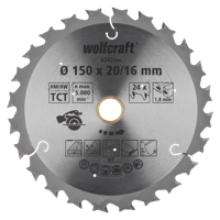 Wolfcraft Handcirkelzaagblad | Voor accu-handcirkelzagen | HM | 24 Zähne | Ø150mm | 1 stuk - 6342000