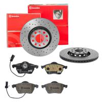 Remmenset, remschijf BREMBO, Remschijftype: Geperforeerd / Geventileerd, Inbouwplaats: Vooras, u.a. für Audi, VW, Skoda, Seat