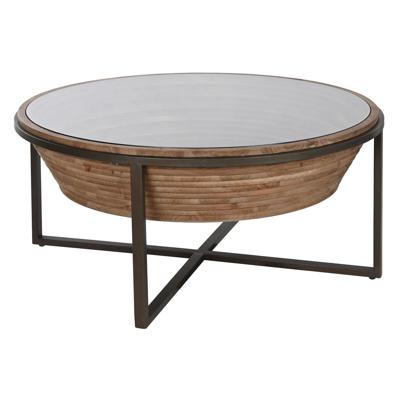 Hoofdtafel Home ESPRIT Kristal Sparrenhout 102 x 102 x 46 cm