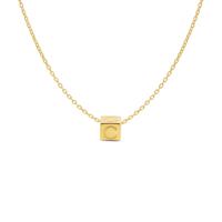 Minimalistische letter ketting cube - 14K GOUD - Goud - C