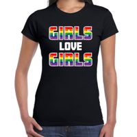 Gay Pride shirt - girls love girls - regenboog - dames - zwart - thumbnail