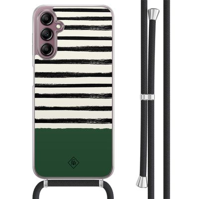 Samsung Galaxy A14 hoesje met koord - Green stripes