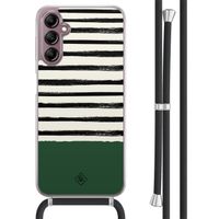 Samsung Galaxy A14 hoesje met koord - Green stripes