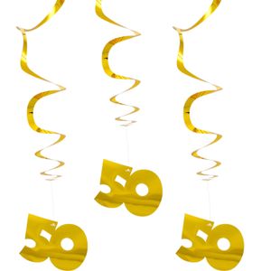 50 Jaar Hangdecoratie Goud Set - 3 Stuks
