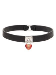 AMBUSH collier ras-du-cou en cuir à cadenas Fire Heart - Noir