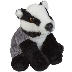 Ravensden Pluche knuffel dier Das - 15 cm - zwart/grijs - Bosdieren