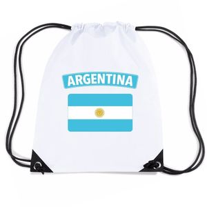 Argentinie nylon rugzak wit met Argentijnse vlag