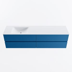 MONDIAZ VICA 180cm badmeubel onderkast Jeans 4 lades. Wastafel CLOUD links zonder kraangat, kleur Talc.