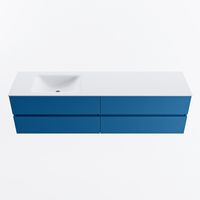 MONDIAZ VICA 180cm badmeubel onderkast Jeans 4 lades. Wastafel CLOUD links zonder kraangat, kleur Talc.