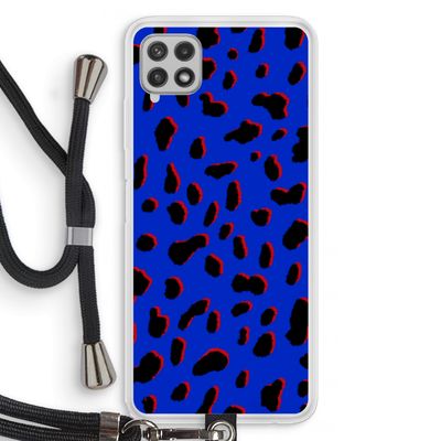 Blue Leopard: Samsung Galaxy A22 4G Transparant Hoesje met koord