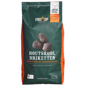 Fire-up houtskool briketten - 1x zak met 5 kilo - BBQ/Barbeque artikelen