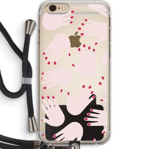 Hands pink: iPhone 6 PLUS / 6S PLUS Transparant Hoesje met koord