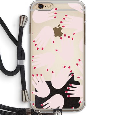 Hands pink: iPhone 6 PLUS / 6S PLUS Transparant Hoesje met koord