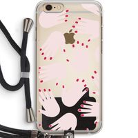 Hands pink: iPhone 6 PLUS / 6S PLUS Transparant Hoesje met koord