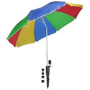 Regenboog gekleurde tuin/strand parasol 180 cm met grondharing van 45 cm