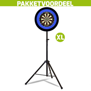 Winmau Blade 6 + Lena Dartbordverlichting Deluxe XL Blauw - Zwart + Dartstandaard