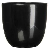 Mica Decorations Bloempot - zwart - keramiek - glanzend - 31x28 cm   - - thumbnail