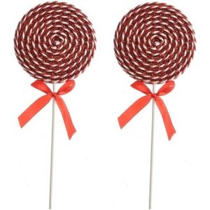 2x Rood/witte lolly kerstversiering hangdecoratie 36 cm