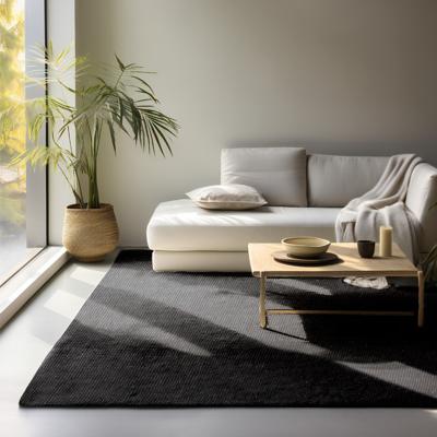 Handgeweven Jute Vloerkleed - Zwart maat: 90x60cm - materiaal: Jute - Dekbed-Discounter.nl