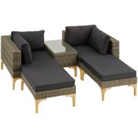 tectake® - Wicker lounge Bellaria met aluminium frame - natuur - 404797 - thumbnail