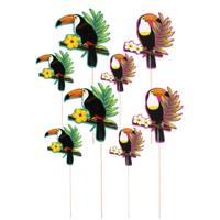 Toukan thema hapjes cocktailprikkers - 12x stuks - prikkertjes - Tropisch Hawaii sfeer - 2 maten