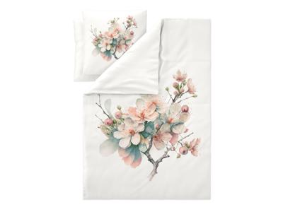 LIVARNO Satijnen dekbedovertrek 240 x 220 cm (Bloesemboom/wit)