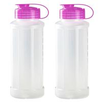 Plasticforte waterfles - 4x stuks - 1100 ml - transparant met dop roze - drinkfles - sport