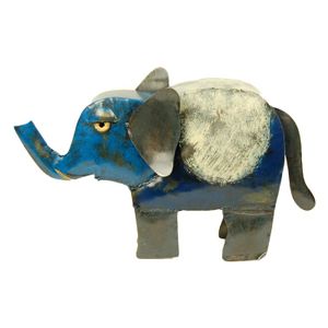 Metalen Olifant Safari Antiek Blauw (30 x 20 cm)