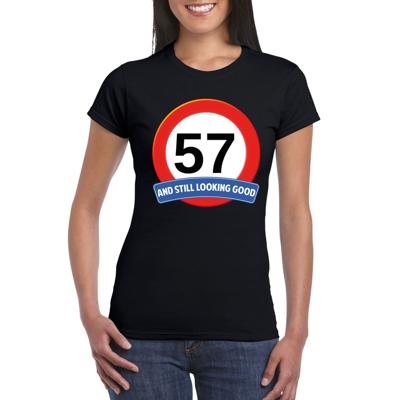 Verjaardag cadeau shirt - 57 jaar and still looking good t-shirt - zwart - dames - Leefijd thema Verjaardag cadeau shirt - 57 jaar and still looking good t-shirt - zwart - dames - Leefijd thema
