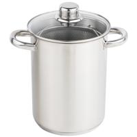 Grote kooppan - glazen deksel - 21 cm - 4 liter - RVS - asperge pan - aspergepannen