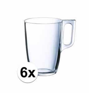 Thee glas/thee beker Kenstington - 6x - transparant - glas - 320 ml