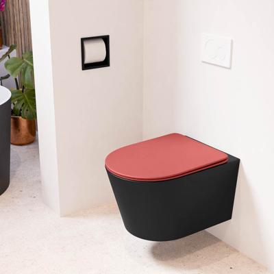 Wandcloset Mondiaz Lavie | Zonder spoelrand | Incl.Toiletzitting-Fire | Keramiek | Urban (zwart mat)