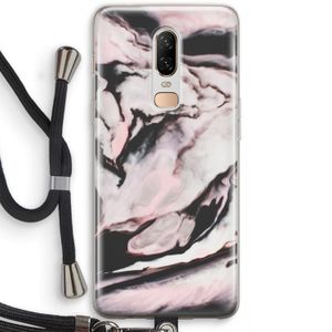 Roze stroom: OnePlus 6 Transparant Hoesje met koord