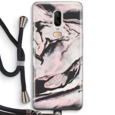 Roze stroom: OnePlus 6 Transparant Hoesje met koord