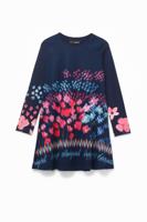 Katoenen 3D-bloemetjesjurk - BLUE - 3/4